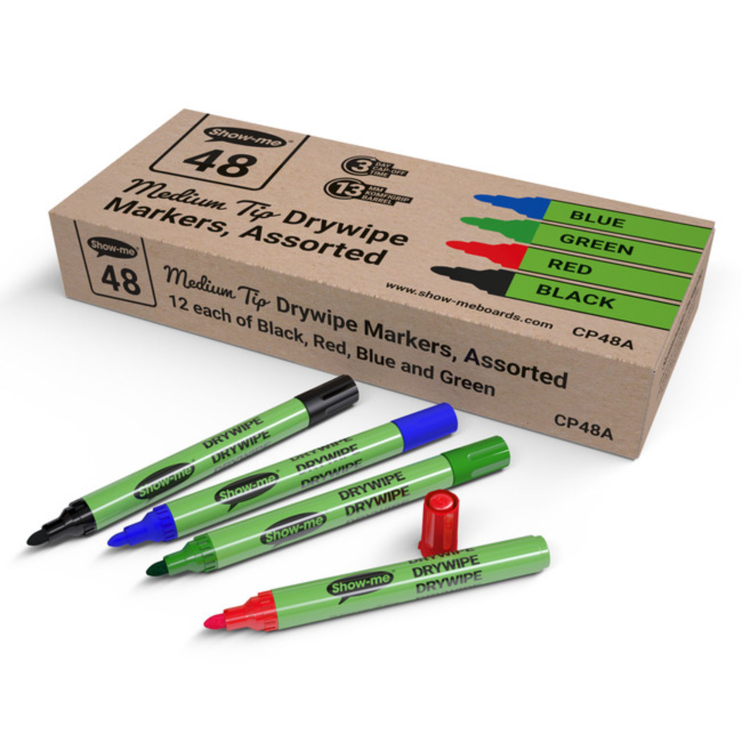 Show me Dry Wipe markers 4 assorted colours pack with box