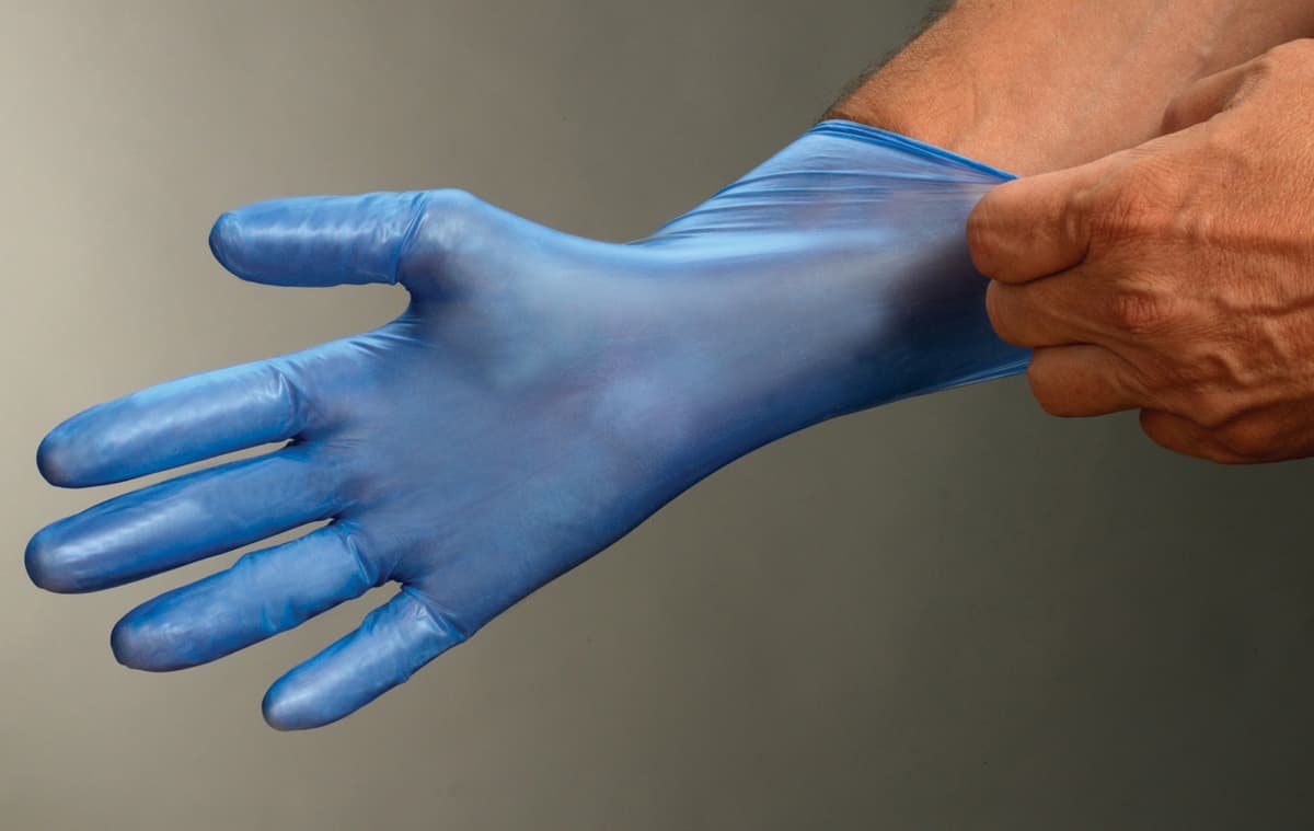 Blue powder free disposable gloves