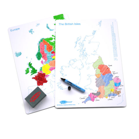 Show-me Europe UK Map Whiteboard w pens and erasers