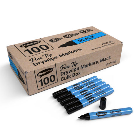 Show-me Dry Wipe Fine nib Marker Pens pack of 100