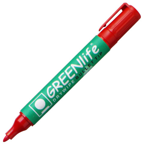 GREENLife Premium Dry Wipe Marker Bullet Tip Red