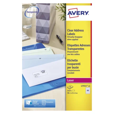 Avery Mini Clear Laser Labels L7551-25