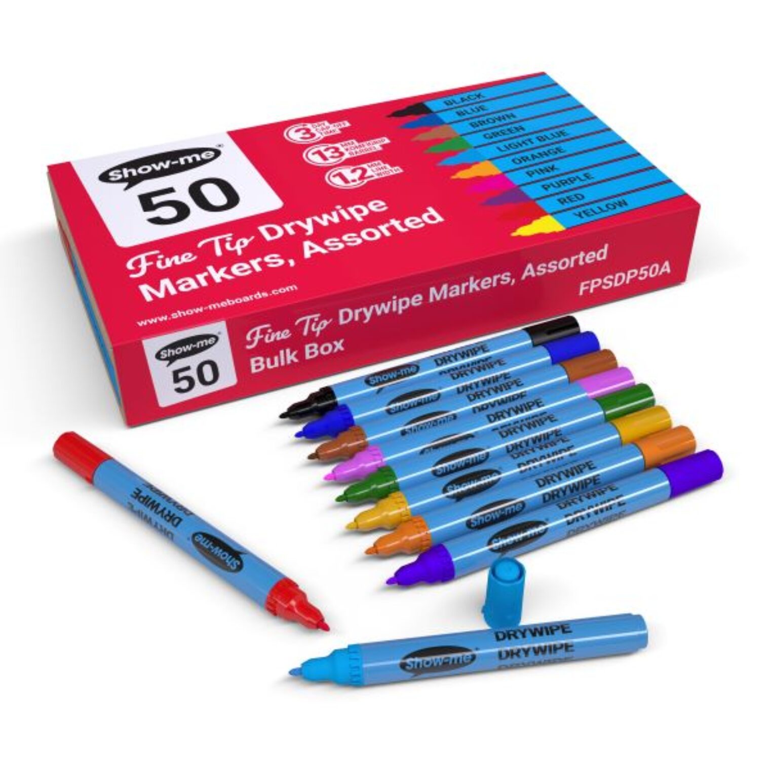 Show-Me bulk pack slim coloured markers