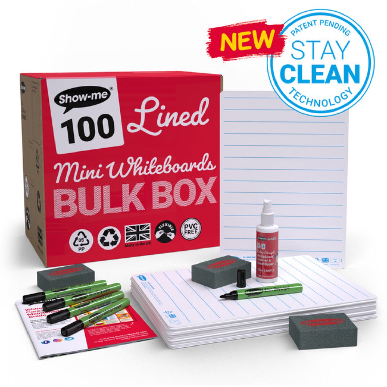 Show-me Lined Whiteboards Bulk 100