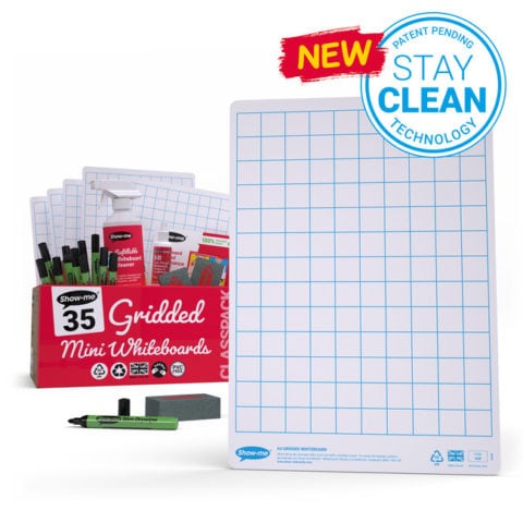 Show-me Gridded Classpack whiteboards set of 35