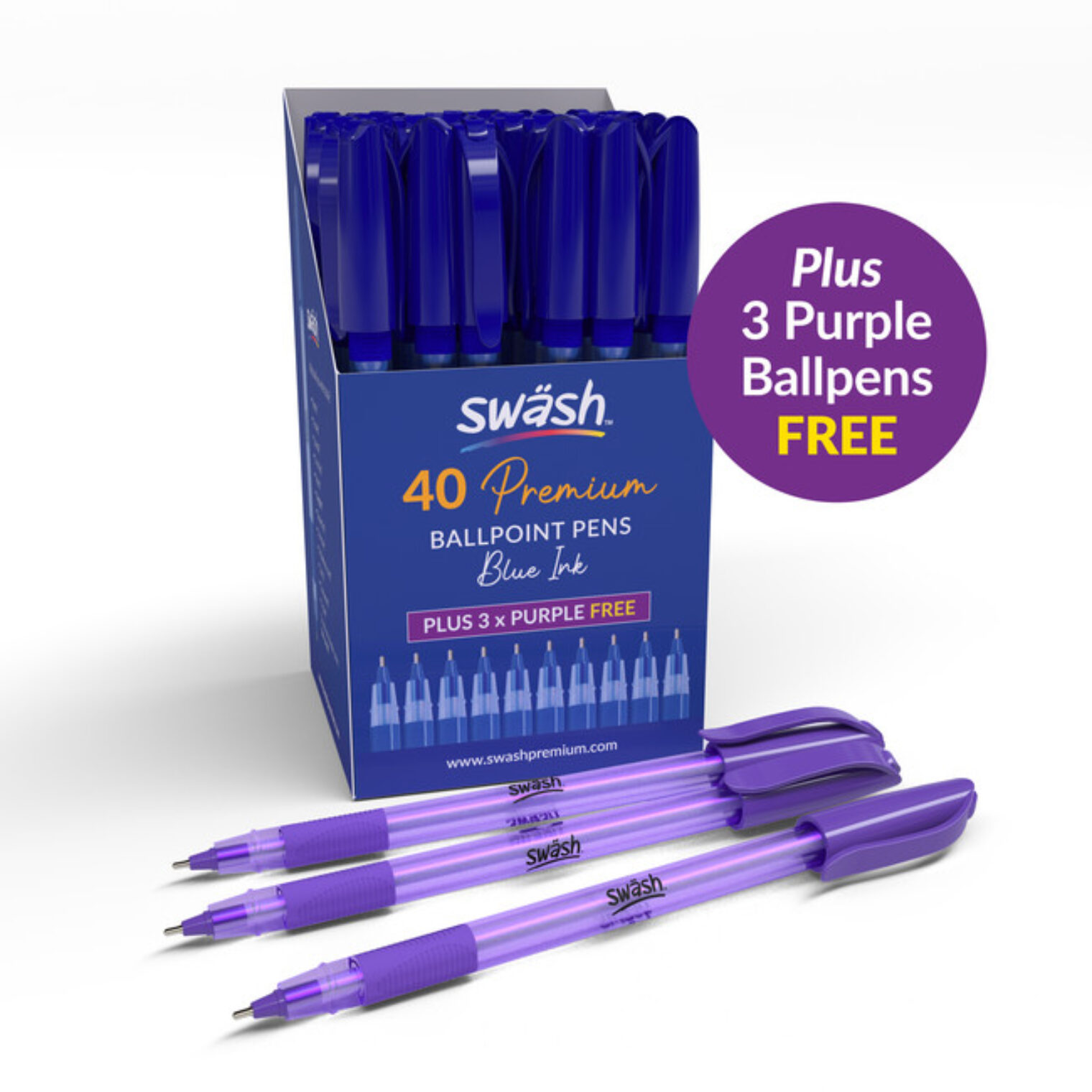 Swash Ballpen Blue Pack with 3 free purple pens