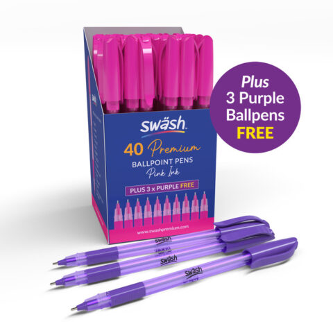 Swash Ballpen Pink Pack with 3 free purple pens