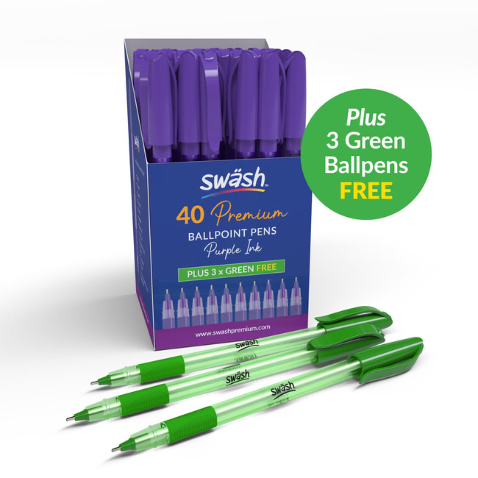 Swash Ballpen Purple Pack with 3 free green pens