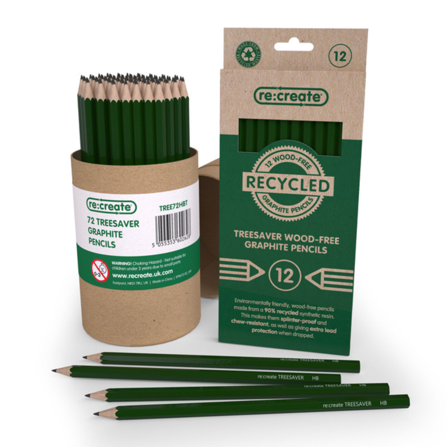 ReCreate recycled HB graphite pencils group shot