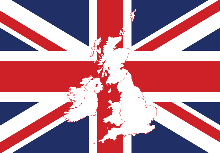 UK flag and outline of the country