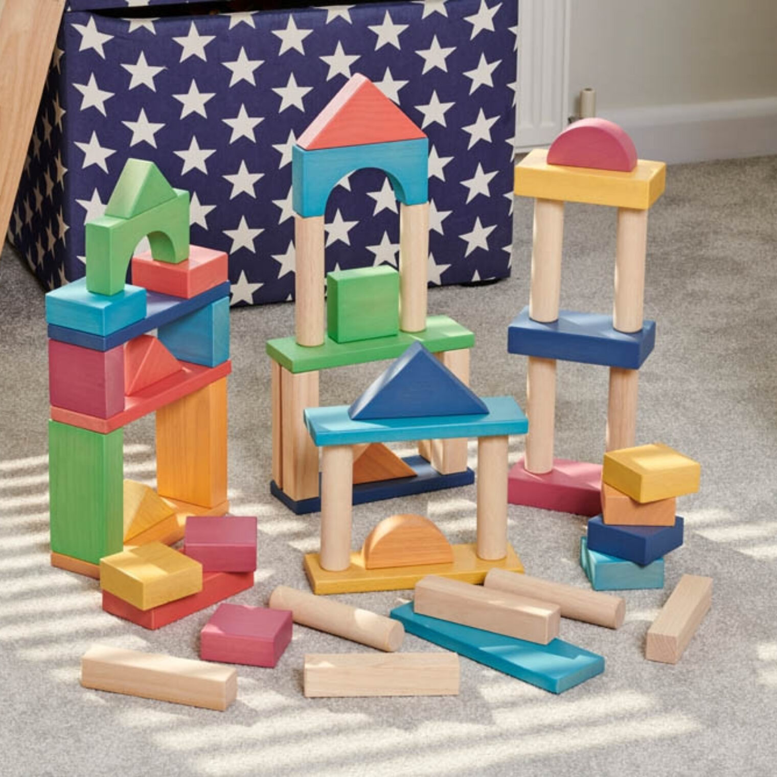 Rainbow Wooden Jumbo Block Set - Pk54