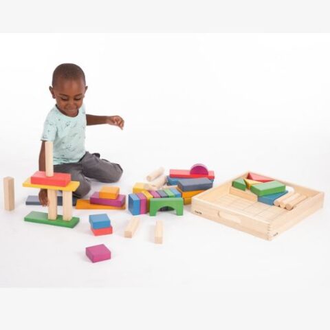 Rainbow Wooden Jumbo Block Set - Pk54